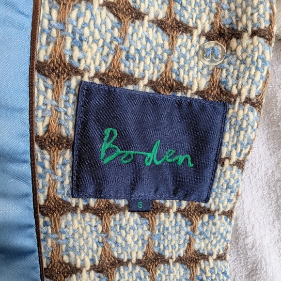 Stylish Baby Blue Houndstooth Winter Coat - Picture 8 of 9